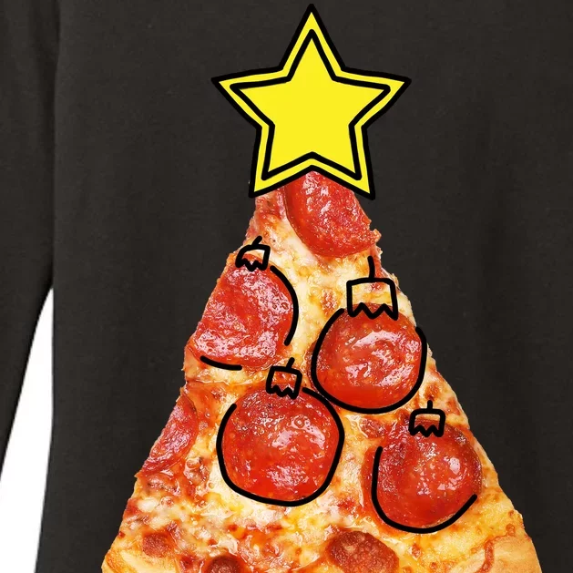 Pizza Christmas Tree Star Womens CVC Long Sleeve Shirt