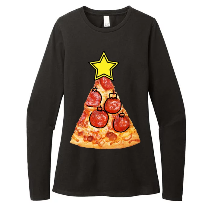 Pizza Christmas Tree Star Womens CVC Long Sleeve Shirt