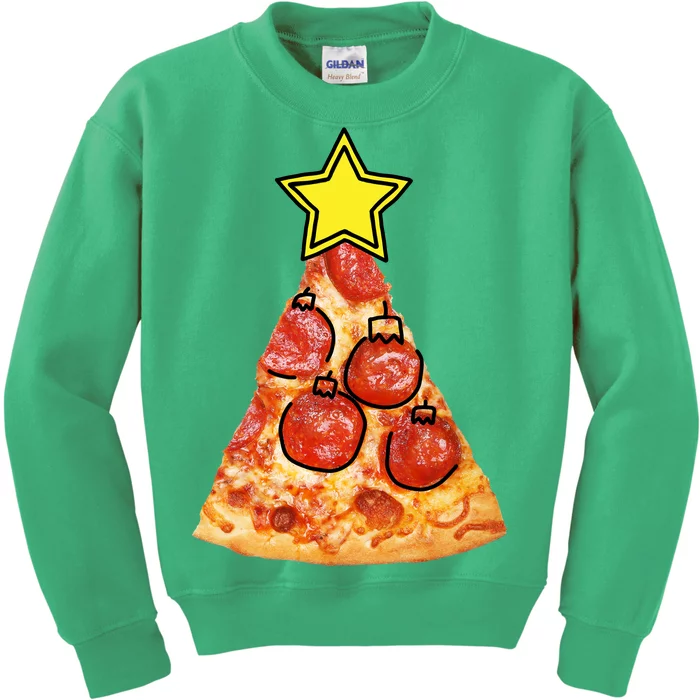 Pizza Christmas Tree Star Kids Sweatshirt