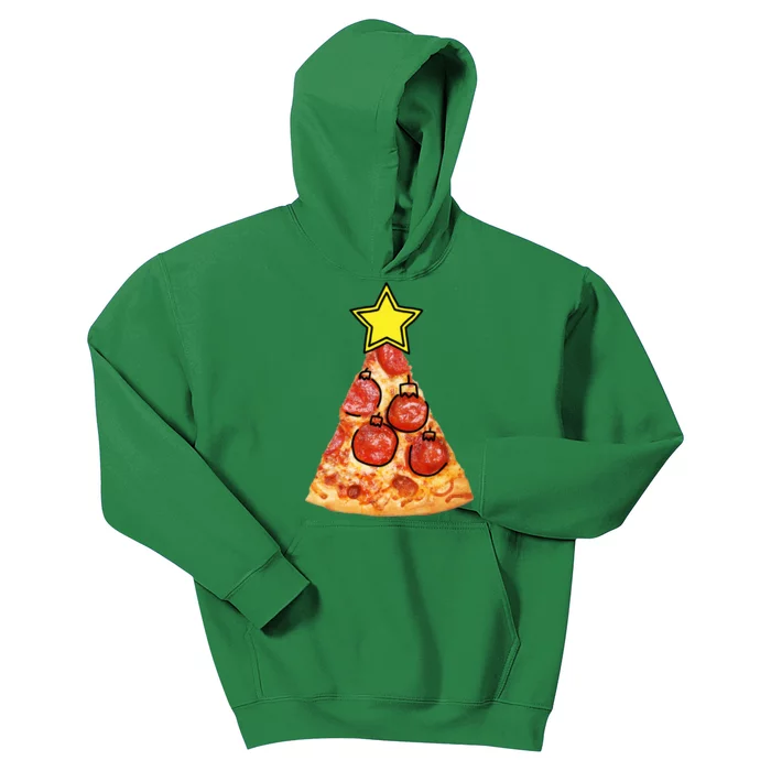 Pizza Christmas Tree Star Kids Hoodie