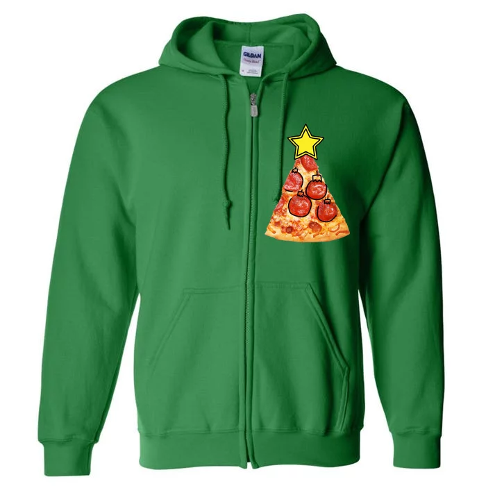 Pizza Christmas Tree Star Full Zip Hoodie