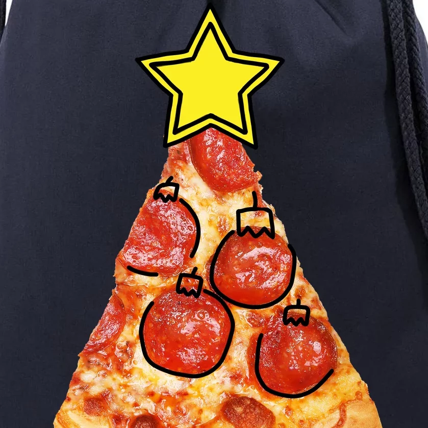 Pizza Christmas Tree Star Drawstring Bag