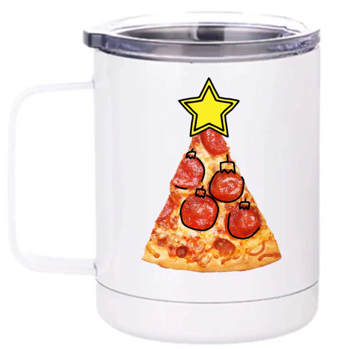 Pizza Christmas Tree Star Front & Back 12oz Stainless Steel Tumbler Cup