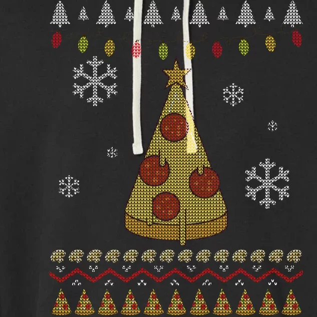 Pizza Christmas Tree Ugly Garment-Dyed Fleece Hoodie