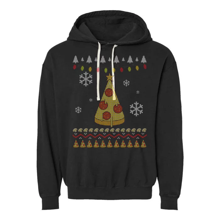 Pizza Christmas Tree Ugly Garment-Dyed Fleece Hoodie