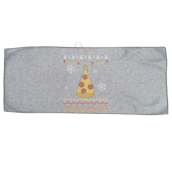 Pizza Christmas Tree Ugly Large Microfiber Waffle Golf Towel