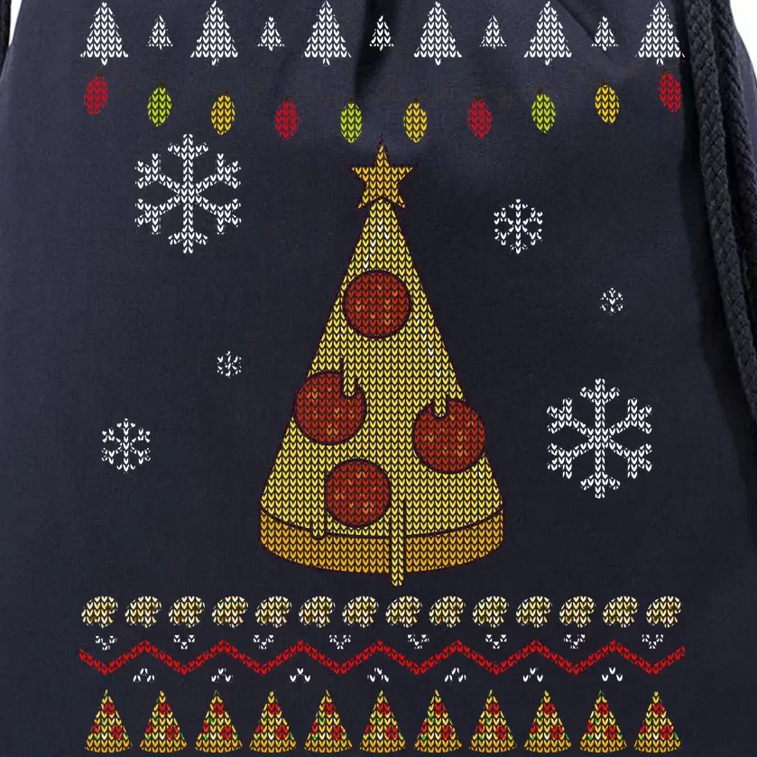 Pizza Christmas Tree Ugly Drawstring Bag