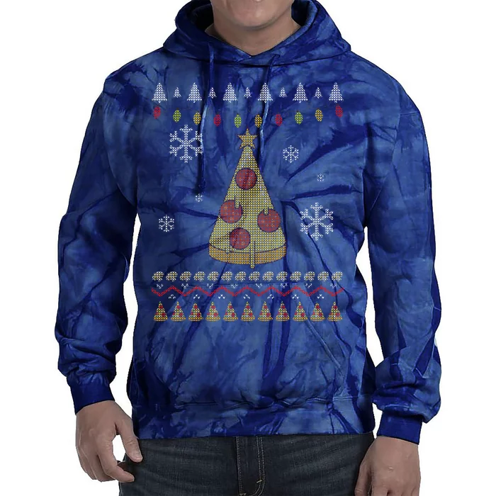 Pizza Christmas Tree Ugly Tie Dye Hoodie