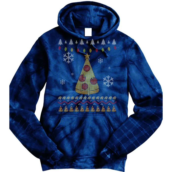 Pizza Christmas Tree Ugly Tie Dye Hoodie