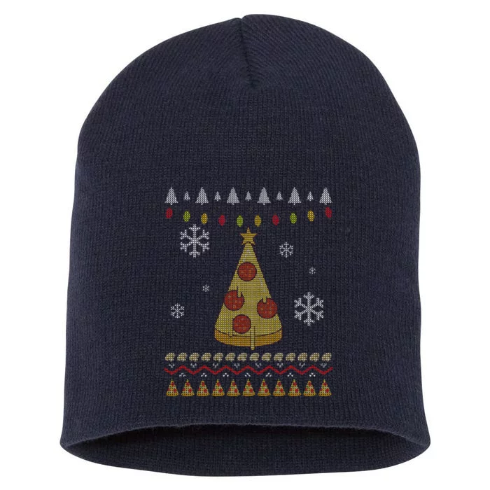 Pizza Christmas Tree Ugly Short Acrylic Beanie