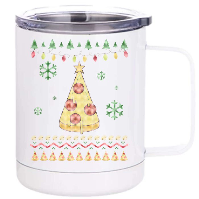 Pizza Christmas Tree Ugly Front & Back 12oz Stainless Steel Tumbler Cup