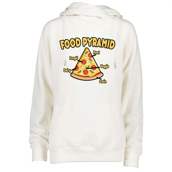 Pizza Food Pyramid Womens Funnel Neck Pullover Hood