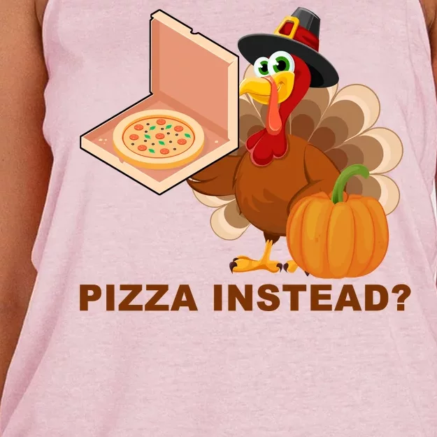 Pizza Instead? Funny Turkey Thanksgiving Women's Knotted Racerback Tank