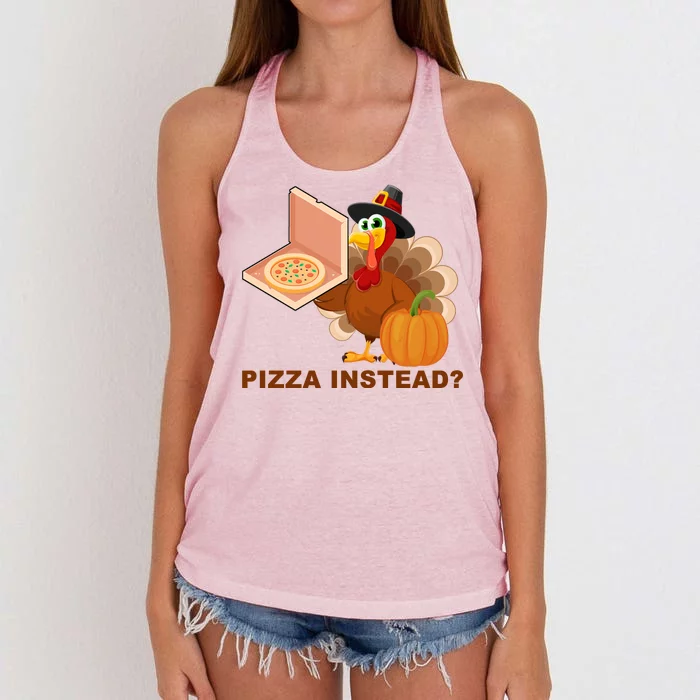 Pizza Instead? Funny Turkey Thanksgiving Women's Knotted Racerback Tank