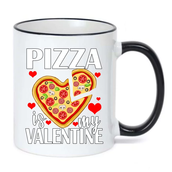 Pizza Is My Valentine Black Color Changing Mug