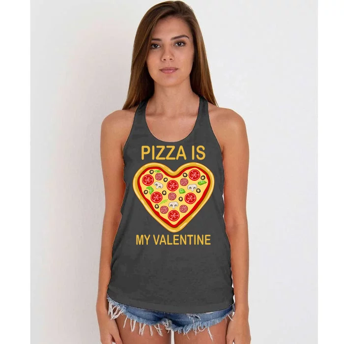 Pizza Is My Valentine Funny Pizza Lover Women's Knotted Racerback Tank