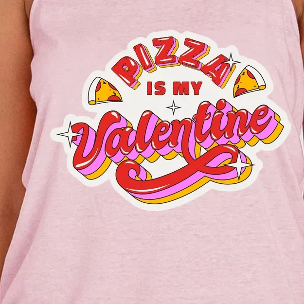 Pizza Is My Valentine Funny Valentine's Day Love Women's Knotted Racerback Tank