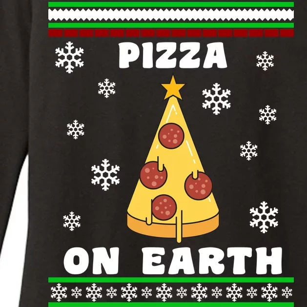 Pizza On Earth Ugly Christmas Womens CVC Long Sleeve Shirt