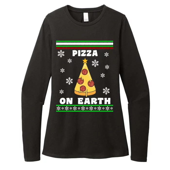 Pizza On Earth Ugly Christmas Womens CVC Long Sleeve Shirt