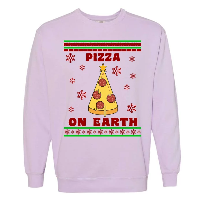 Pizza On Earth Ugly Christmas Garment-Dyed Sweatshirt