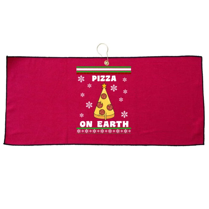 Pizza On Earth Ugly Christmas Large Microfiber Waffle Golf Towel