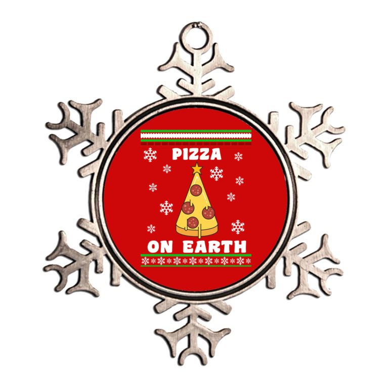Pizza On Earth Ugly Christmas Metallic Star Ornament
