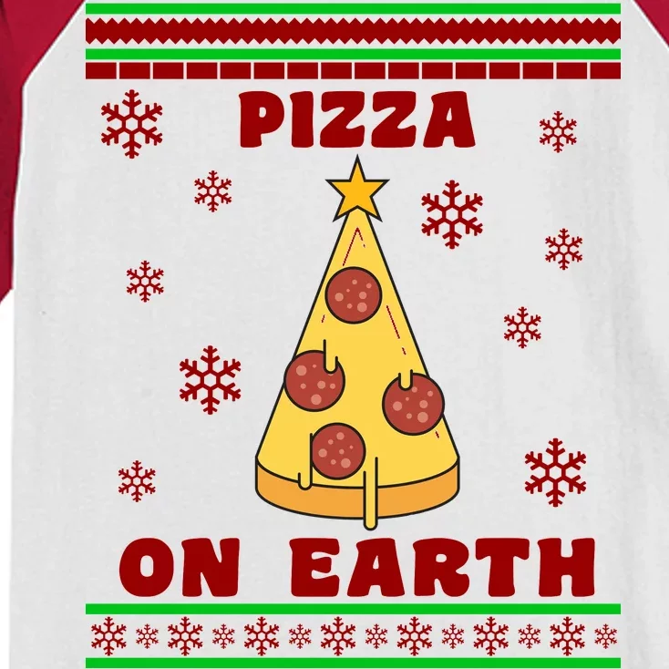 Pizza On Earth Ugly Christmas Kids Colorblock Raglan Jersey