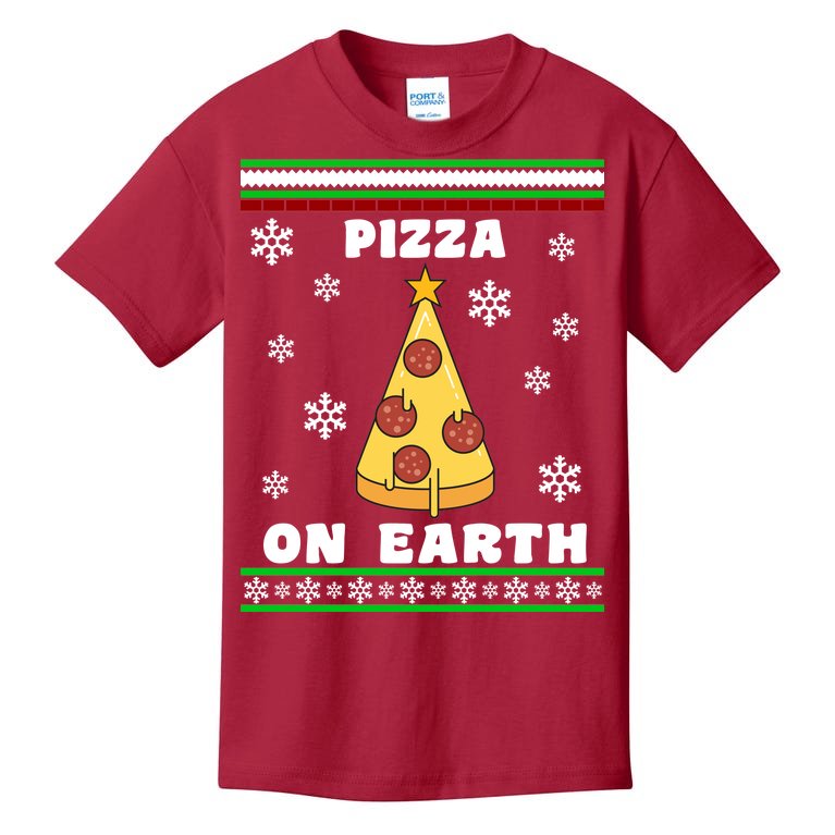 Pizza On Earth Ugly Christmas Kids T-Shirt
