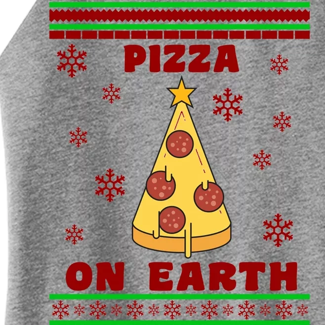 Pizza On Earth Ugly Christmas Women’s Perfect Tri Rocker Tank