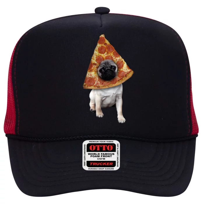 Pizza Pug Dog High Crown Mesh Trucker Hat