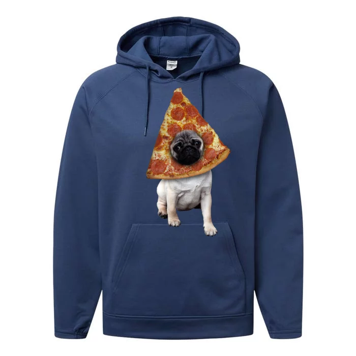 Pizza Pug Dog Performance Fleece Hoodie