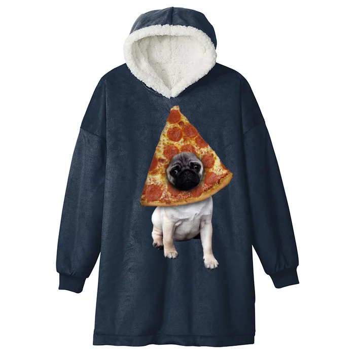 Pizza Pug Dog Hooded Wearable Blanket