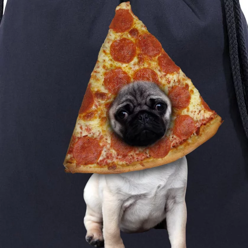 Pizza Pug Dog Drawstring Bag