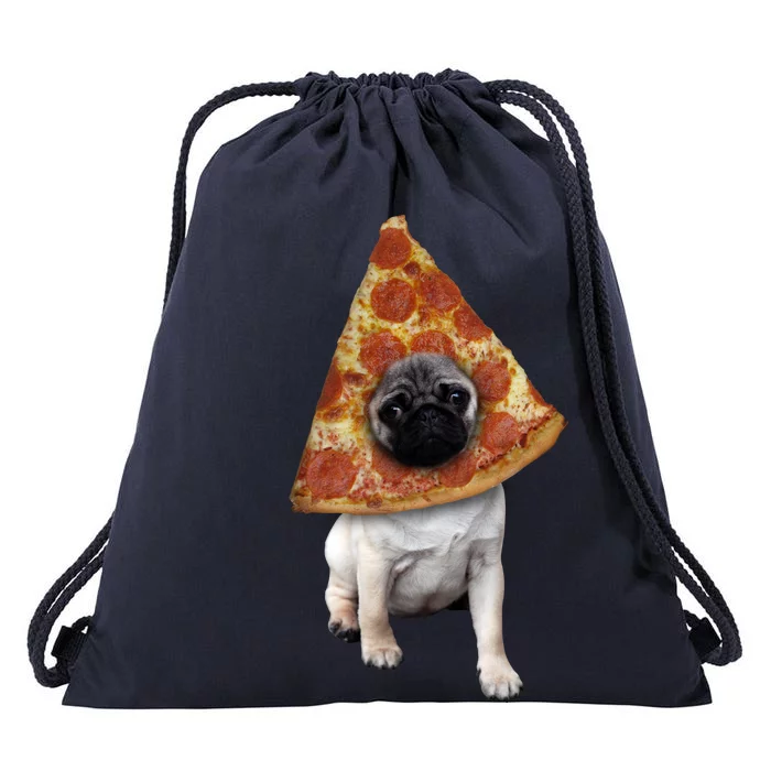 Pizza Pug Dog Drawstring Bag