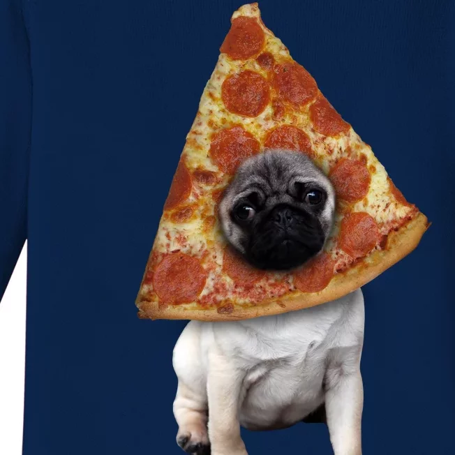 Pizza Pug Dog Baby Long Sleeve Bodysuit