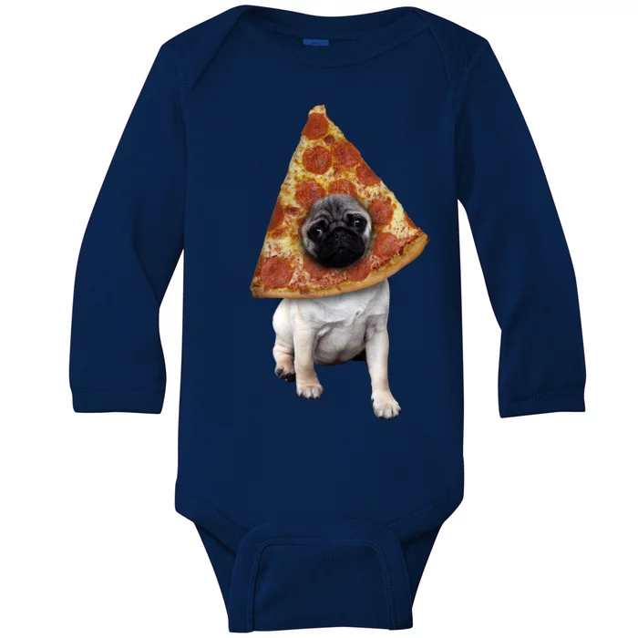 Pizza Pug Dog Baby Long Sleeve Bodysuit