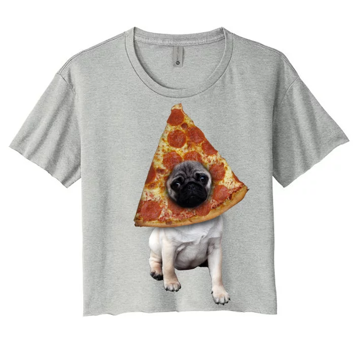 Pizza Pug Dog Women's Crop Top Tee