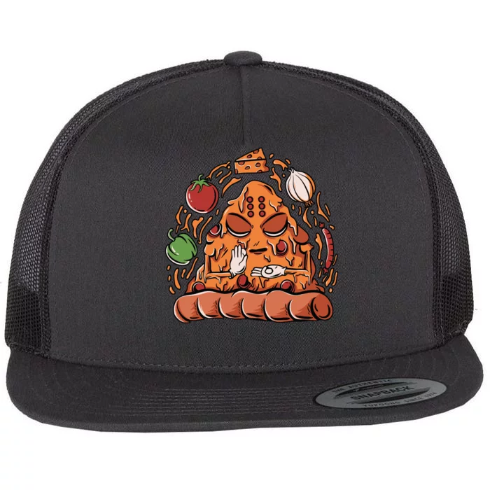 Pizza Warrior Flat Bill Trucker Hat