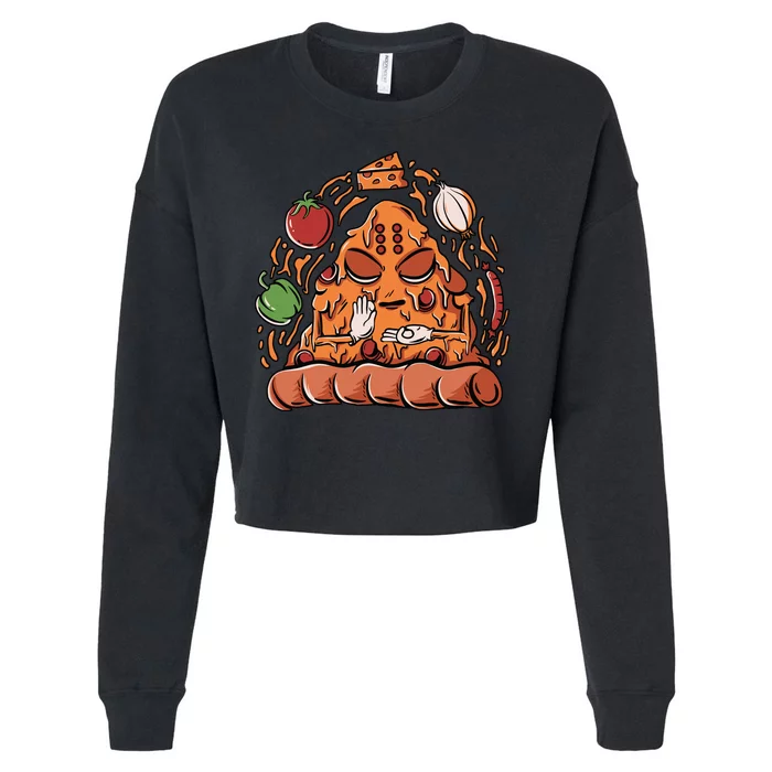 Pizza Warrior Cropped Pullover Crew