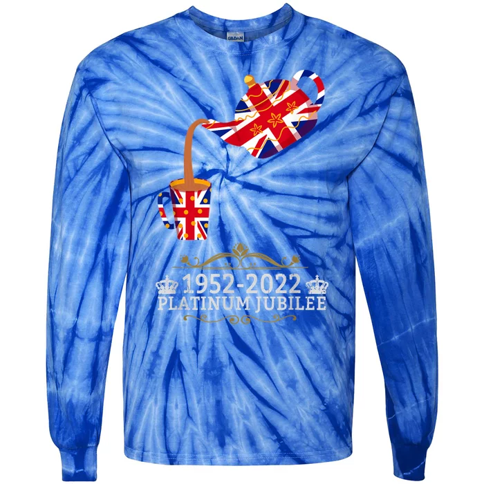 Platinum Jubilee 2022 Union Jack For Kids & Jubilee Teapot Tie-Dye Long Sleeve Shirt