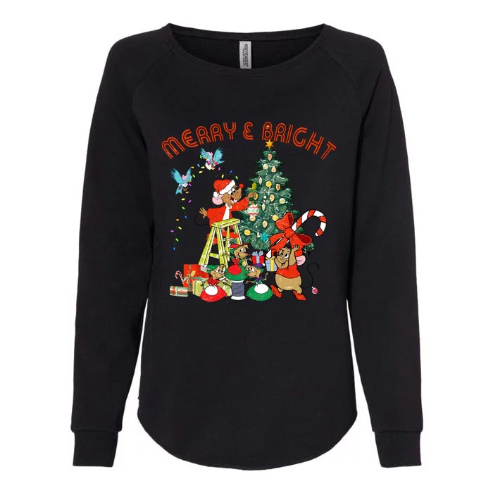 Princess Jaq And Gus Christmas Tree Lights Womens California Wash Sweatshirt