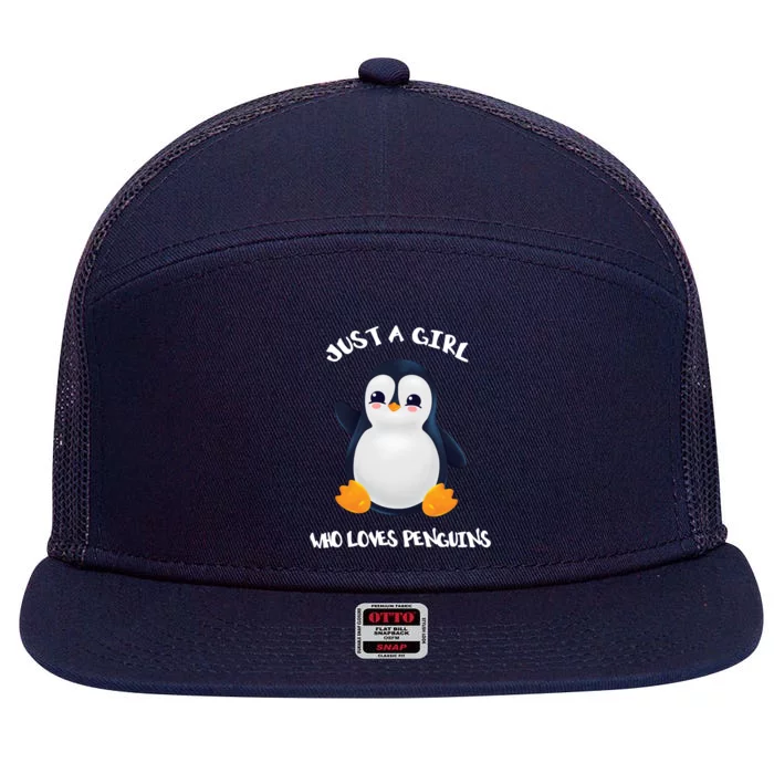 Penguin Just A Who Loves Penguins Gift 7 Panel Mesh Trucker Snapback Hat