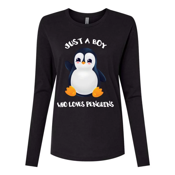 Penguin Just A Boy Who Loves Penguins Gift Womens Cotton Relaxed Long Sleeve T-Shirt