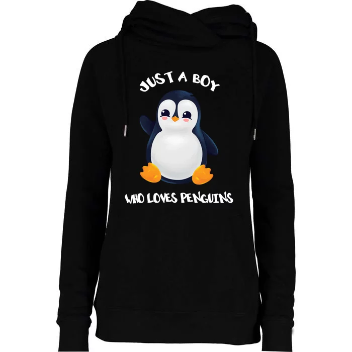 Penguin Just A Boy Who Loves Penguins Gift Womens Funnel Neck Pullover Hood