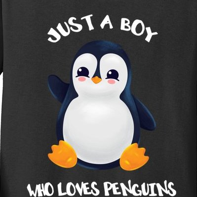 Penguin Just A Boy Who Loves Penguins Gift Kids Long Sleeve Shirt