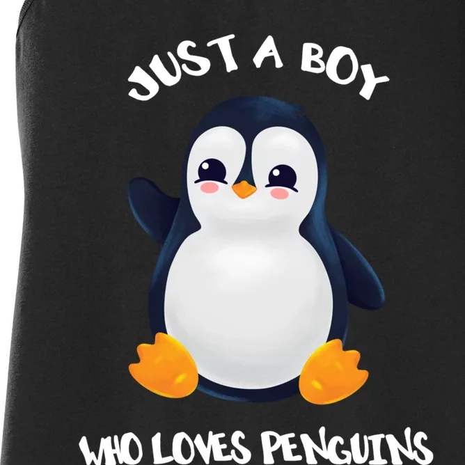 Penguin Just A Boy Who Loves Penguins Gift Women's Racerback Tank