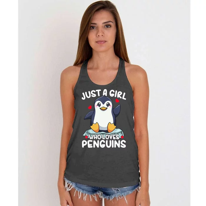 Penguin Just A Girl Who Loves Penguins Cool Gift Women's Knotted Racerback Tank