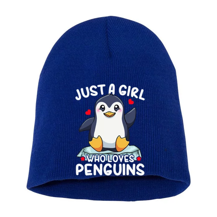 Penguin Just A Girl Who Loves Penguins Short Acrylic Beanie