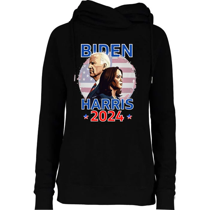 Patriotic Joe Biden Kamala Harris Democrat Campaign 2024 Womens Funnel Neck Pullover Hood