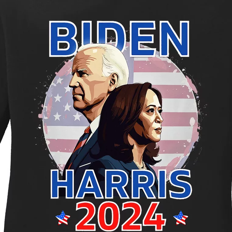 Patriotic Joe Biden Kamala Harris Democrat Campaign 2024 Ladies Long Sleeve Shirt